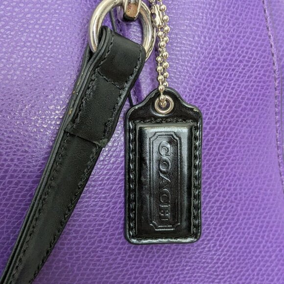 Coach Crossgrain Leather Christie Carryall Satchel Crossbody Bag Purple Black . - Picture 7 of 16